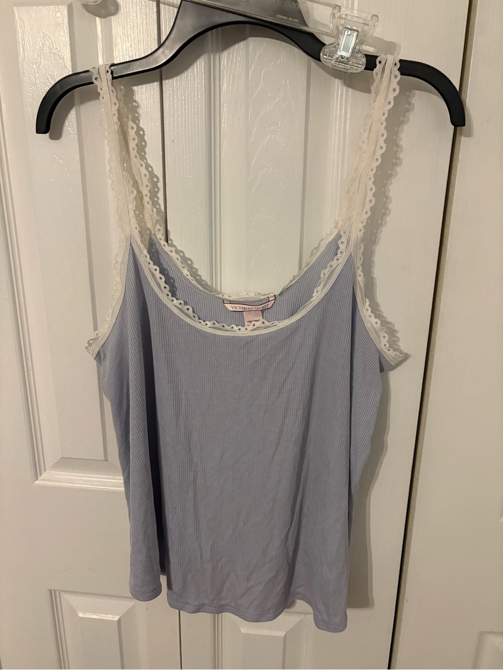 Victoria's Secret Lace-Trim Ribbed Cami - Light Blue